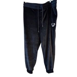 True Religion Men's 3XL Blue Velour Jogger Pants Elastic Waist 28" Inseam